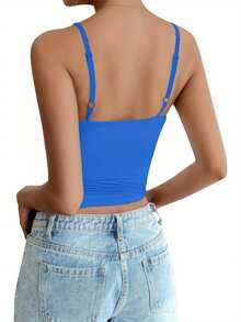 Tank Tops For Women, Camisole Tops Double Lined Sleeveless Going Out Summer Tops Basic Spaghetti Strap Cami Shirts,Local Delivery - 寶藍色 - 查看 6