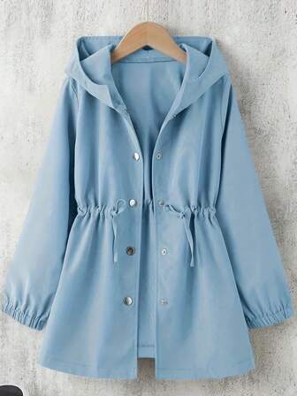 大码休闲宽松纯色前扣系带长袖外套
