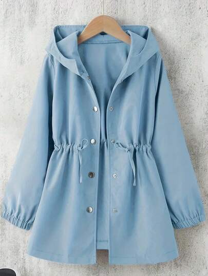 Abrigos de talla grande de unicolor casual y holgados con botones delanteros y mangas largas con lazo