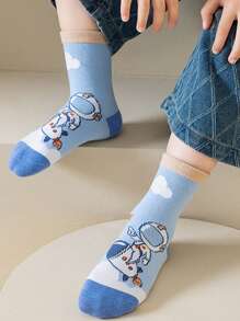 5双儿童春秋袜适合所有季节可爱宇航员袜男童袜女童袜 - 彩色 - 查看 7