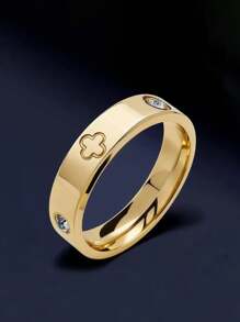 1 件 18k 不锈钢戒指，镶嵌人造锆石钻石，男士情侣戒指，适合日常佩戴和婚礼