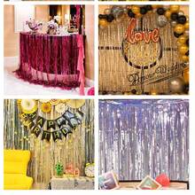 1pc Laser Rain Curtain Decor: 1*2m/39.37*78.74in, Party Wedding Birthday Stage Decoration, Children's Festival Christmas Halloween Background Atmosphere Streamers