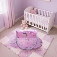 儿童蚊帐帐篷 - 合金框架便携式睡眠天篷 - 可折叠弹出式防蚊帐，适合 3 至 6 岁儿童 - 增强功能的涤纶网布