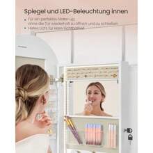 Scuck Cabinet Mirror Cabinet ScuckOrganizer With LED Lighting Lockable Rounded Corners With Interior Mirror 10 X 42 X 108 Cm Cloud White 020W01 - Wolkenweiß - View 6