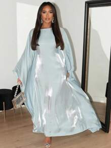 1 件全新时尚缎面闪亮宽松穆斯林长袍，优雅阿拉伯中东长袍