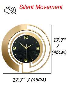 17.7 英寸/20 英寸/24 英寸古铜色创意金属大尺寸静音挂钟，现代时尚简约设计，非常适合客厅、厨房、卧室、办公室、商店装饰、家居装饰、房间装饰 - 銅色 - 查看 7