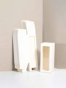 20pcs 8x8x20cm Paper Boxes With Transparent Window, Suitable For Scented Candle Packaging, Wine Glass Gift Boxes, DIY Bridesmaid Boxes, And Holiday Gift Decoration Boxes - 20pcs-8x8x20cm - View 2