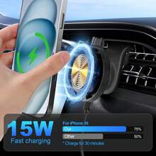 1pc Suitable For Magsafe Car Charger 15W Fast Charging Magnetic Wireless Car Charger Suitable For IPhone 15/14/13/12 Magsafe Phone Holder Air Outlet Phone Holder Supports Wireless Charging Function