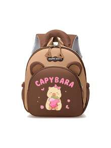 1 New Nylon Backpack, Cute Capybara Pattern Design, Can Be Carried On One Shoulder, Multiple Pockets With Zipper Closure, Fashionable Cartoon Style, Suitable For Daily School And Outdoor Travel - A - View 7
