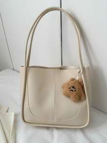 Bolso vintage y retro para damas, de estilo casual y versátil, de unicolor en PU con costuras, de gran capacidad, bolso de mano, bolso de hombro, bolso escolar, de gran capacidad, portátil, casual clásico, casual de negocios, para adolescentes, mujeres, estudiantes universitarias, trabajadores de cuello blanco, perfecto para el trabajo, vuelta al colegio, escuela secundaria, universidad, vacaciones