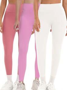 (5pcs High Waist Yoga Leggings) Women Fitness Leggings Running Cycling Pants, Stretchy & Breathable , No Perspective ,Tummy Control Design,  - Activewear For Indoor/Outdoor Workouts, Summer Workout Gym Clothing,Workout Pants|Sleek Leggings|Snug Fit Leggings Assort Colors - 5 Random colors - 查看 6