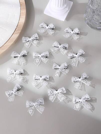 15 件女孩网状蝴蝶结发夹套装，适合日常装饰