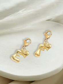 泡泡字母可爱项链吊坠包吊坠-幸运水晶吊坠搭配金色心形吊坠，字母 A-Z，闪亮合金包和背包吊坠-生日和特殊场合的完美礼物，钥匙链环包背包吊坠汽车吊坠礼物，适合女士和女孩，钱包和手提包配件。生日、情人节、母亲节送给女性的小礼物 - 金色 - 查看 7