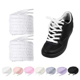 1 Pair Flat Fuzzy Shoe Laces, 10mm Wide Soft Fluffy Laces For Sneakers(120cm/47.24inc)