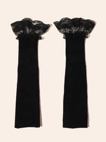 1 pièce Manches en dentelle et mousseline pour femmes, manches évasées transparentes et respirantes, réchauffe-bras mode pour l'extérieur, protection solaire, automne