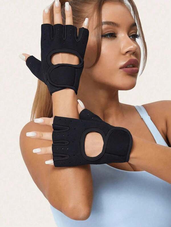 1 par de guantes de fitness de media dedos unisex, guantes antideslizantes y transpirables para ejercicio/levantamiento de pesas/ciclismo, guantes deportivos con protector de palma amortiguador de golpes