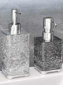 1 pièce Distributeur de savon rechargeable, bouteille carrée en PET translucide avec dosage par pression, 300 ml/400 ml. Bouteille de savon liquide moderne pour salle de bain, comptoirs de cuisine. Sous-bouteille pour désinfectant pour les mains, shampoing, gel douche, lotion corporelle, liquide vaisselle, lessive, retour à l'école - Multicolore - Voir 8