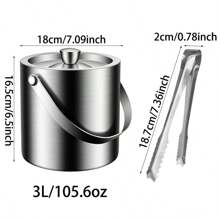 2 件套不锈钢冰桶和冰夹套装，70/105 盎司双层隔热不锈钢冰桶，冰块储存容器，适用于酒吧、派对和露营