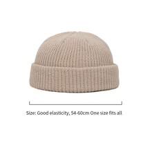 3PCS Men Mini Short Fisherman Beanie Hat Winter Warm Knitted Ribbed Docker Skull Cap - Dark Grey - View 7