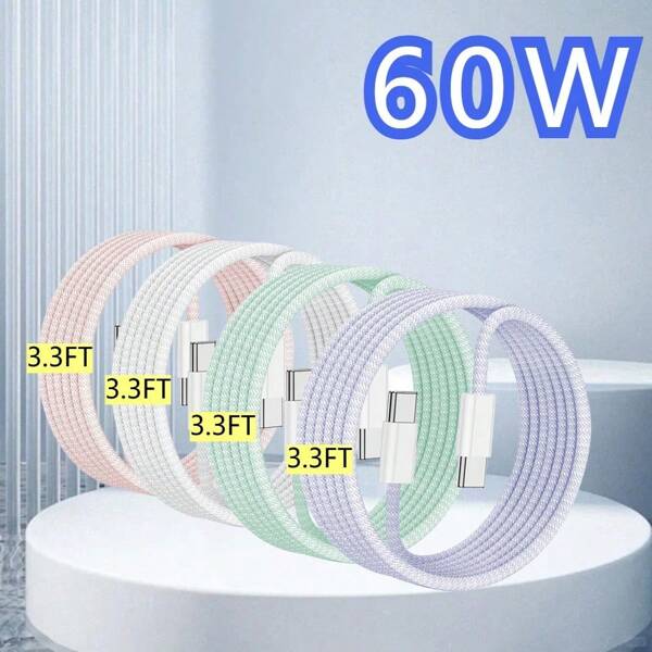 USB C To USB C Cable Data Cable With Multiple Colors, Woven USB A To TypeC Charging Cable ,For Galaxy S20 S10 S9 S8PIus S10E,IPhone15/16,IPad,IPad Air4,IPad Mini6 Waiting For More Equipment
