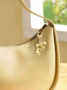 泡泡字母可爱项链吊坠包吊坠-幸运水晶吊坠搭配金色心形吊坠，字母 A-Z，闪亮合金包和背包吊坠-生日和特殊场合的完美礼物，钥匙链环包背包吊坠汽车吊坠礼物，适合女士和女孩，钱包和手提包配件。生日、情人节、母亲节送给女性的小礼物 - 金色 - 查看 8