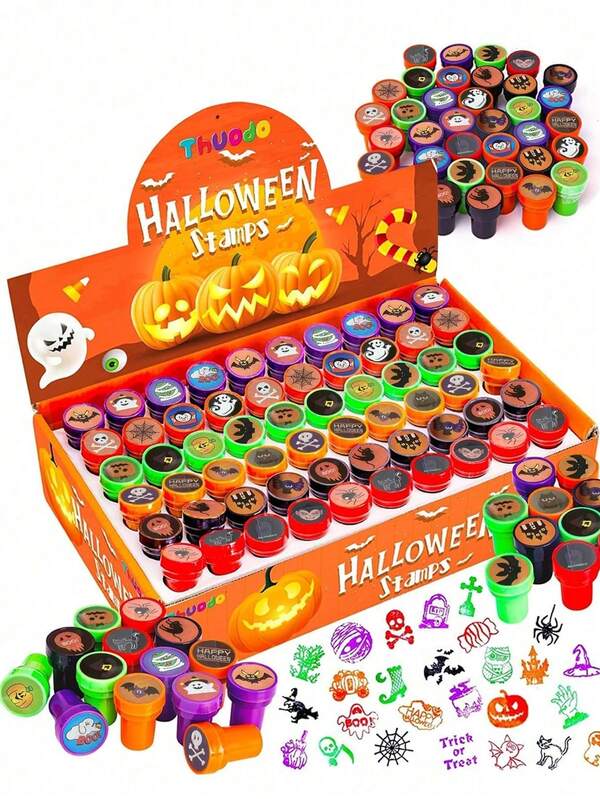 10Pieces Halloween Assorted Stamps Self Ink Stamps,Trick Or Treat Stamps, Spooky Stamps For Halloween Party Gifts, Game Prizes, Party Supplies