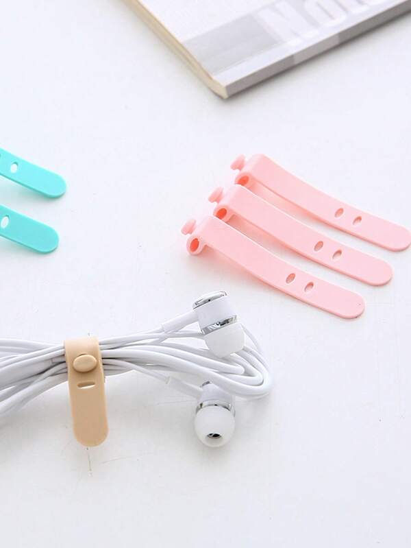 10pcs Minimalist Silicone Cable Ties, Data Cable Organizer Winder, Household Universal Tidy Cord