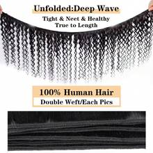 MENALUE Bundles And Closure Deep Wave Bundles With Closure 20 22 24+18, Free Part Wet And Wavy Hair 3 Bundles With Lace Closure 100%Brazilian Virgin Human Hair Weave Bundles With Closure Natural Color Style Keep Texture Silky Soft Extension - Natural Black - View 4