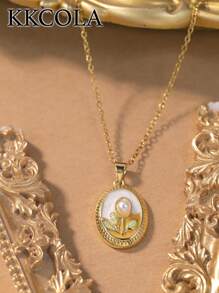 KKCOLA 1pc Fashionable Floral Pendant Necklace, Jewelry Accessory For Daily Wear