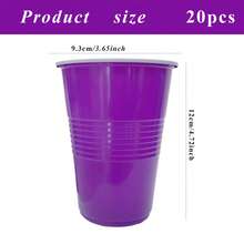 20 sztuk plastikowych kubków na imprezę o dużej pojemności w kolorze winogronowo-fioletowym, odpowiednich na imprezy, pikniki, grille itp. (fioletowe)