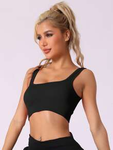 Women's Spaghetti Straps Non-Adjustable Staps Lingerie Ribbed Workout Bras