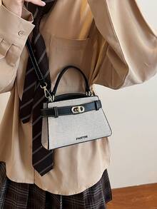 Fashionable Casual Versatile Portable Shoulder/Crossbody/Handheld Contrasting Color Women Small Square Bag - Black - View 6