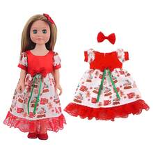 MSYO 18-Zoll American Girl Puppe Weihnachtsserie Kleiderset, inklusive Glockenärmel Weihnachtskleid, Weihnachts-Spitzenkleid, Haarclip, Schal, Puppenoutfit mit Winterweihnachtsblumen, ohne Puppe und Schuhe, tolles Geschenk zu Geburtstag, Feiertagen, Halloween für kleine Mädchen oder Freundinnen