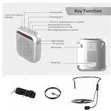 Rechargeable Voice Amplifier - 2200mAh Portable PA System With Headset Mic For Teachers & Presenters,Perfect Christmas Gift - Black - View 5