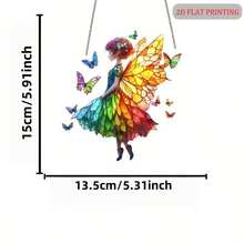 2D Flat, 1pc, Double-Sided Printed Acrylic Delicate Fairy Light Catcher, Outdoor Decor, Wall Decor, Home Decor, Yard Garden Decor, Thanksgiving Christmas New Year Gift Idea, Living Room Wall Art - Ideal Holiday Gift, 2D Flat