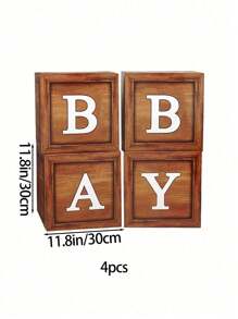 1套30厘米婴儿气球盒亚麻/木纹熊造型气球盒婴儿洗澡儿童生日性别揭晓装饰照片道具家居装饰派对装饰饰品