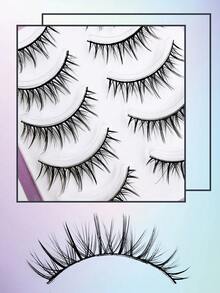 Asiteo 5 Pairs Manga Lashes Cos Dance Performance Eyelash 3D Natural Faux Mink Lash Makeup Full Strip False Eyelashes Devil Comic Lashes Anime Cosplay False Eyelashes - 黑色 - 查看 4