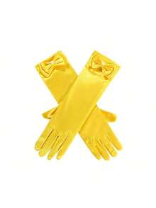 2025 Newest Model1 Double Bow Pearl Long Princess Gloves, Girl Dress, Show, PROM Gloves, Suitable For 3-8 Years,Best Gift For Wedding, Valentine's Day, Mother's Day, Halloween, Christmas, Birthday Party