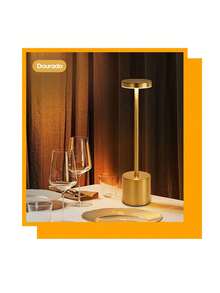 3-Tone Table Lamp Luxurious Bedside Rechargeable Lampshade LED Desk Bedroom Lamp - Vàng - Xem 3