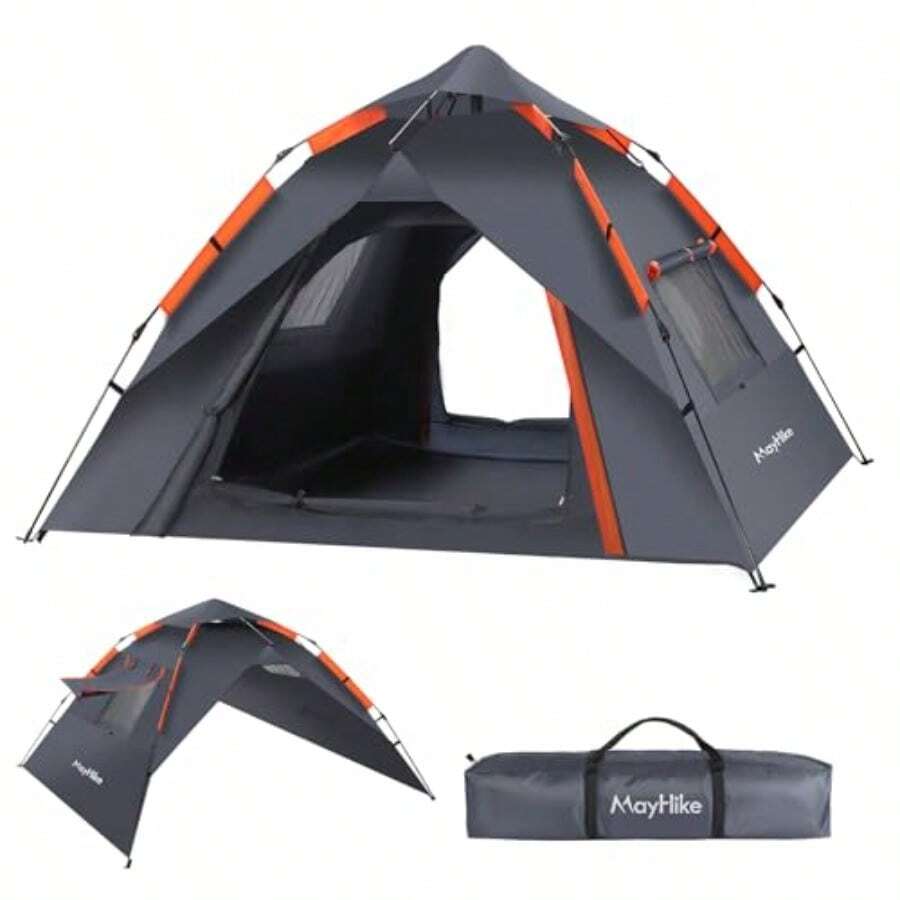 Popup Camping Tent For 24 People, 100% Waterproof And Wind-Resistant Family Tent 230x230x135 Cm + 2 Doors With Ventilation, Ideal For Campsites And Summer Festivals, Including Tent Bag.