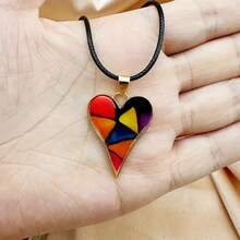Multicolor Heart Pendant Necklace For Women | Dainty Adjustable Chain | Birthday Valentine Gift | Y2K - 彩色 - 查看 3