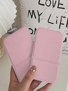 1pc Portable Makeup Mirror, Solid Color, Pu Leather, Simple, Portable, Foldable, Cute Pocket Mirror Best Gifts Birthday Graduation ,Pu Leather Small Mirror, Travel Mirror, Suitable For Gifts, Travel Essentials, Makeup Essentials, Easy To Store Christmas, Suitable For Holiday Gifts