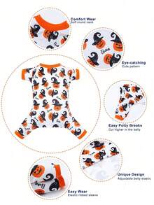 1pc Halloween Pumpkin Witch Hat Print Pet Four-Legged Clothes, Cute For Dogs And Cats, Holiday Party Cute Pet Dress-Up Autumn And Winter Warm Clothing