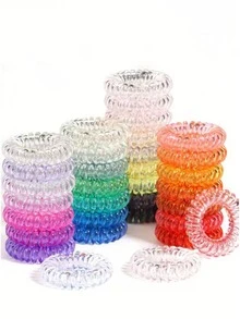 100 piezas Gomas de pelo en espiral de color caramelo, bandas de pelo de alta elasticidad, adecuadas para coleta, moño, accesorios de cabello diarios