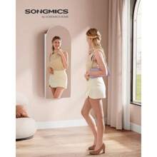 Scuck Cabinet Mirror Cabinet ScuckOrganizer With LED Lighting Lockable Rounded Corners With Interior Mirror 10 X 42 X 108 Cm Cloud White 020W01 - Wolkenweiß - View 2