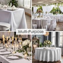 10 Pack Round Premium Tablecloth, Wrinkle Round Table Clothes, Washable Polyester Table Clothes Cover For Kitchen Dining, Wedding Birthday Party, Buffet Restaurant, Banquet - White - View 3