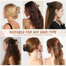 4Pcs Matte Hair Clips For Women And Girls - Rectangle And Double Row Small Claw Clips For Thin/Medium Fine Hair - Nonslip Jaw Clips (Beige, Khaki, Brown, Black)