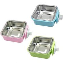 Kathson 2PCS Stainless Steel Dog Bowls Set Removable No Tip Puppy Food And Water Feeder Bowl Basic Metal Small Dog Bowls For Dogs Cats Rabbit Guinea Pigs Ferret FUOT - 正方形(藍色,綠色,粉紅色) - 查看 9