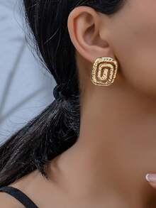 1 对不对称几何耳钉，用途广泛 - 金黃色幾何耳釘 - 查看 11