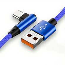 USB C 型数据线，6A 最大 120W 快速充电，USB A 至 C 型充电器数据线兼容三星 Galaxy S23 Ultra、S22 Note 20 Redmi Note K60 K50 11 11s 12 Plus Oppo Reno 4 Realme X2 X3 Pro 兼容 16、16 Pro Max、15、15 Plus、15 Pro、15 Pro Max，兼容小米，兼容 OnePlus 90 度直角铝合金 Nan - 藍色 - 查看 8